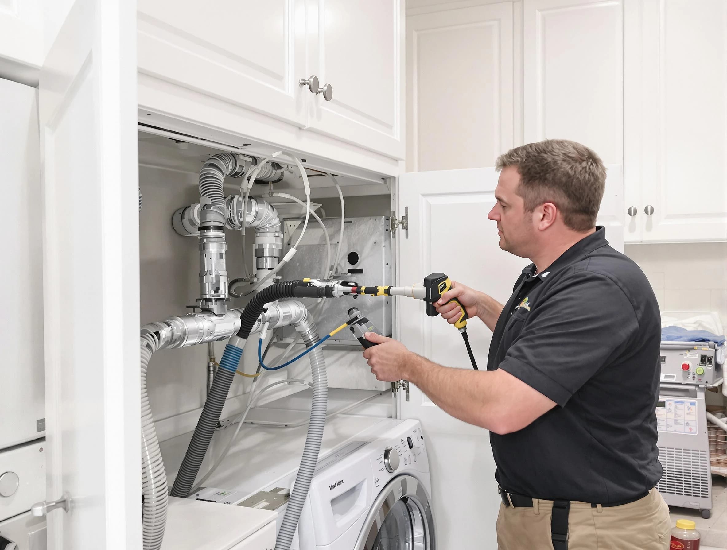 Center Dryer Vent Cleaning professional removing severe blockage from a clogged dryer vent in Center