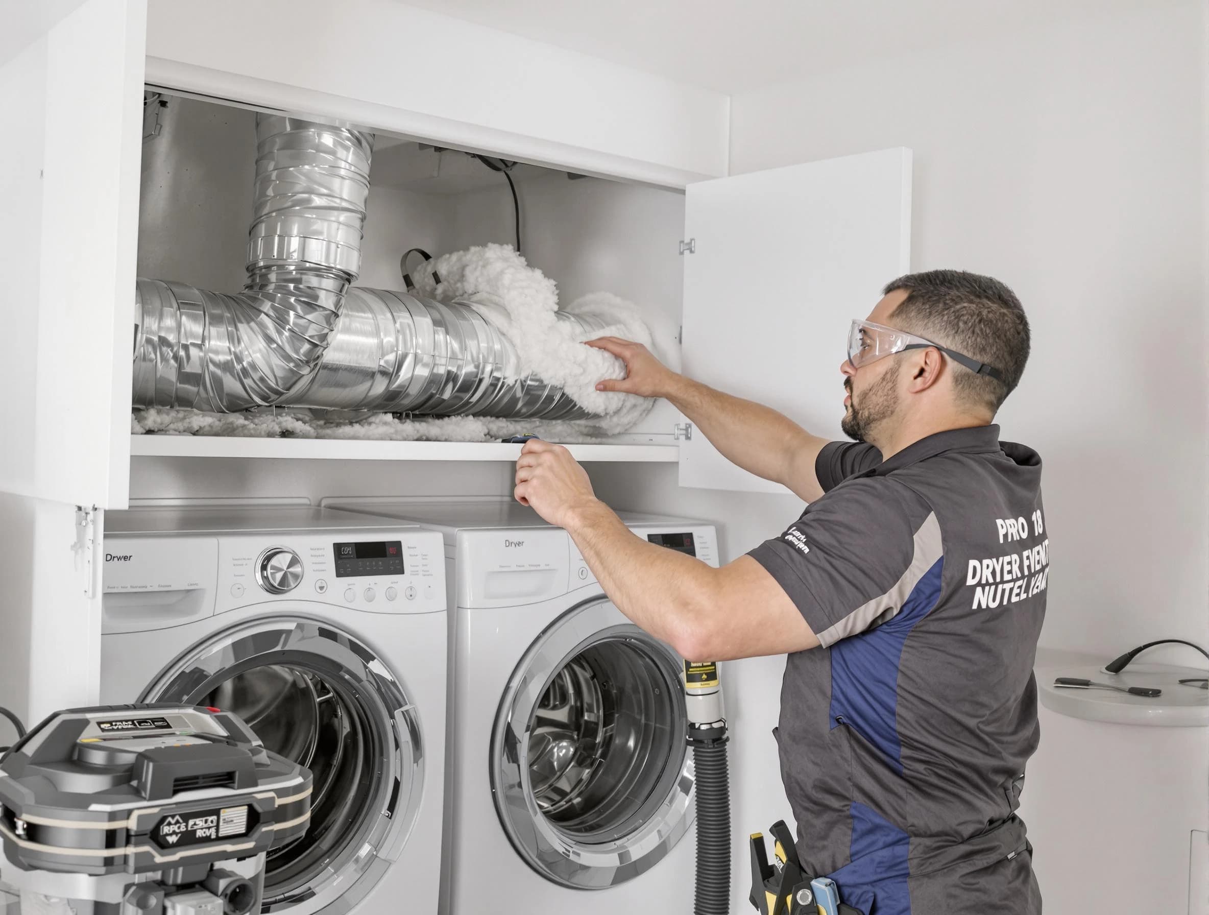 Center Dryer Vent Cleaning certified technician performing specialized gas dryer vent cleaning in Center